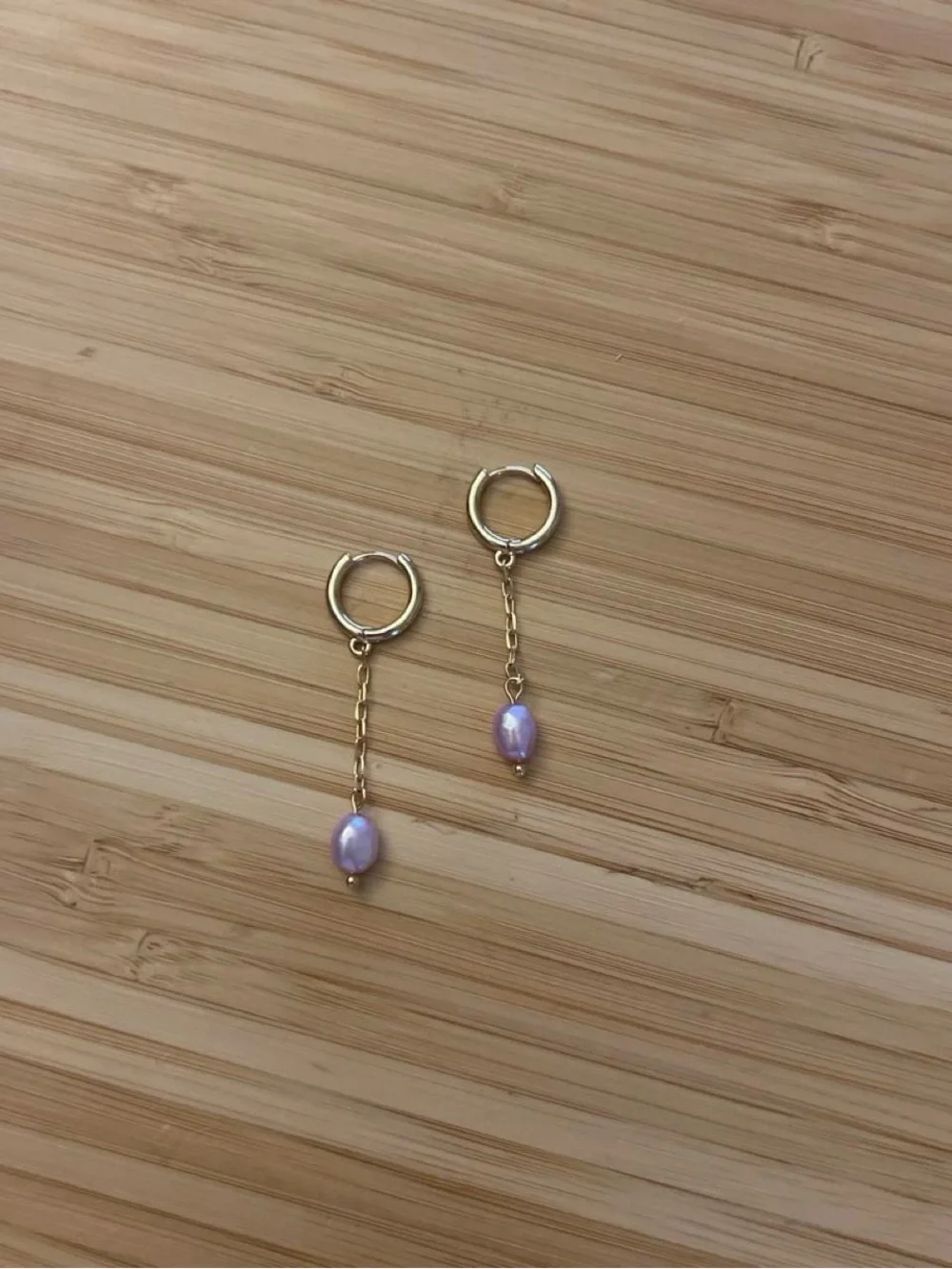 18K Gold-Plated Pink Freshwater Pearl Hoop Dangle Earrings ✨
